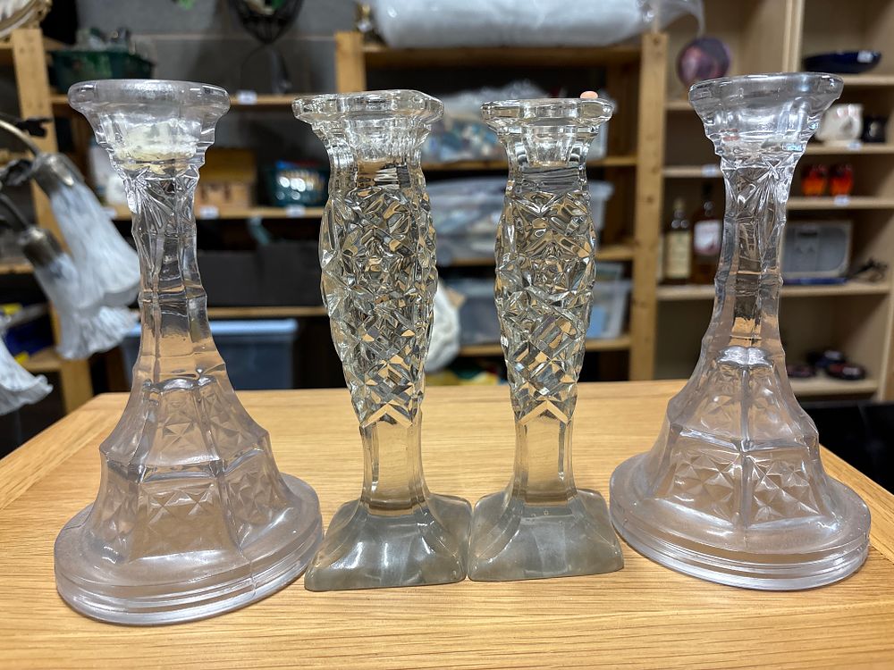 Lot 301: Two Pairs of Glass Candle Holders