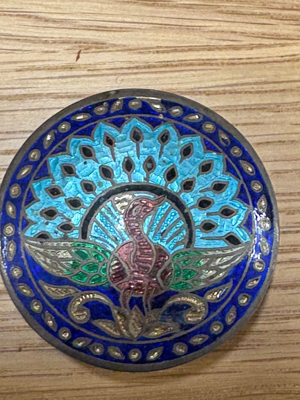Lot 304: 999 Silver vintage cloisonné enamel box,