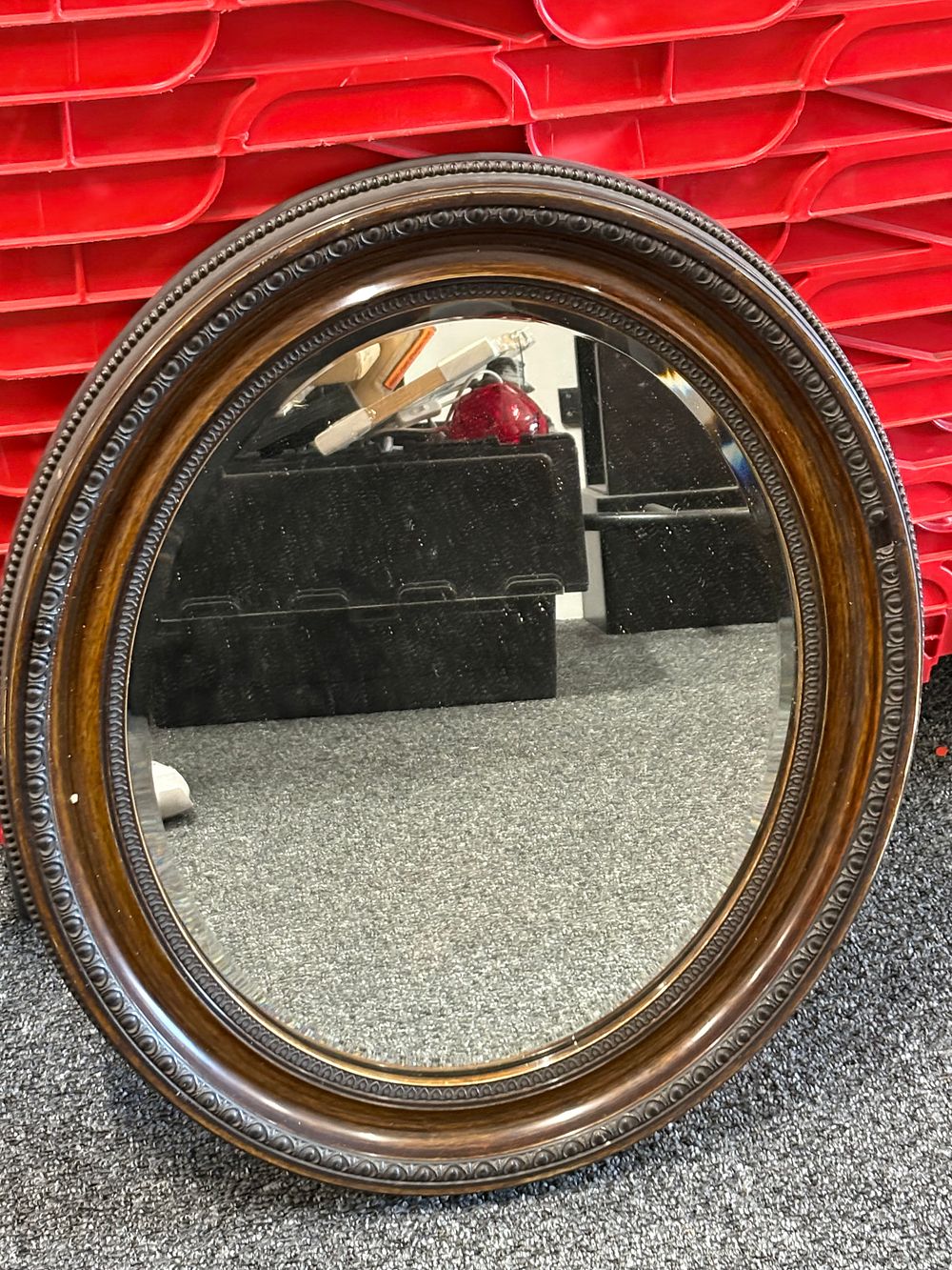 Lot 187: Oval Bevelled Mirror
