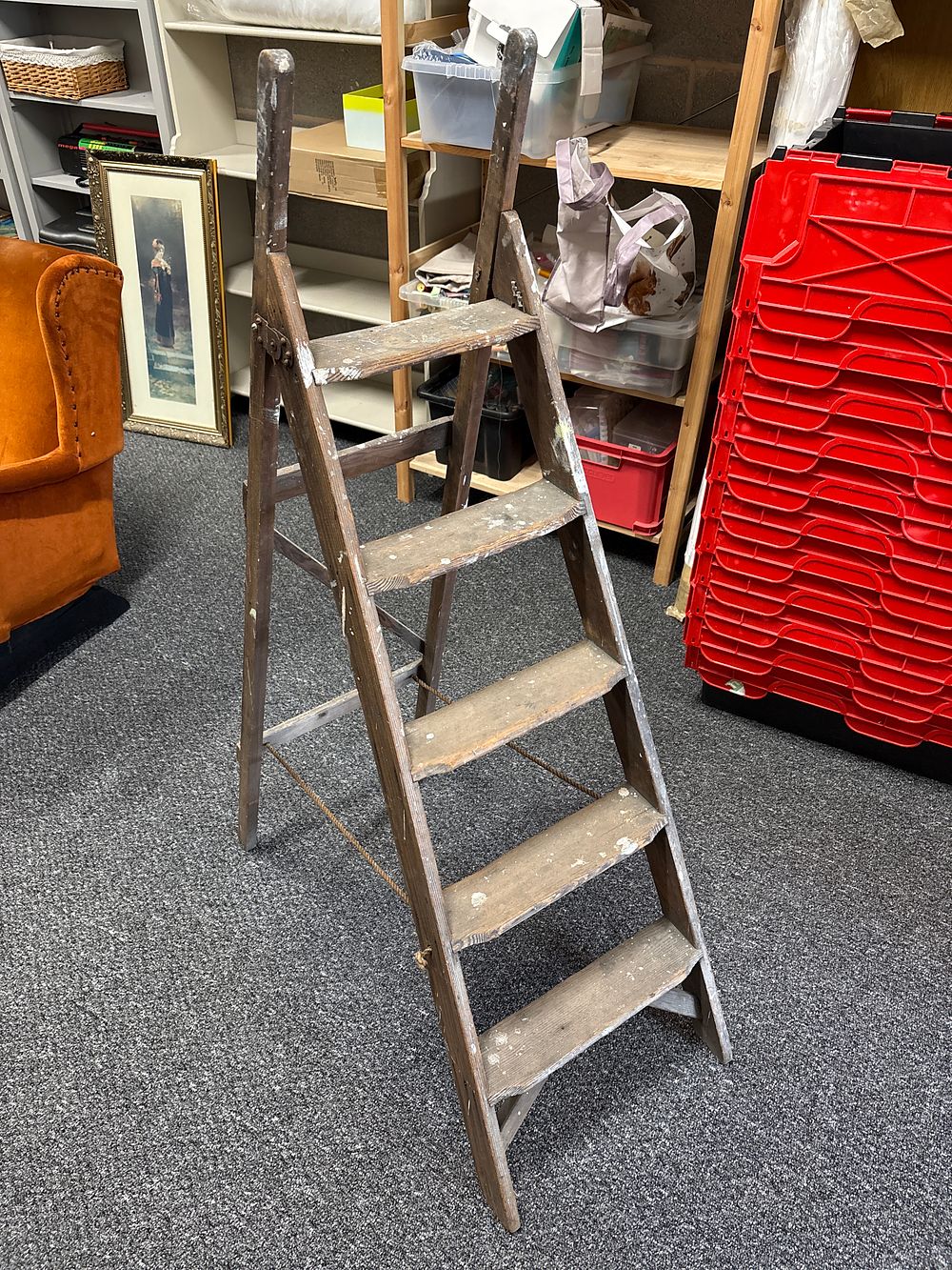 Lot 190: Vintage Wooden Stepladder