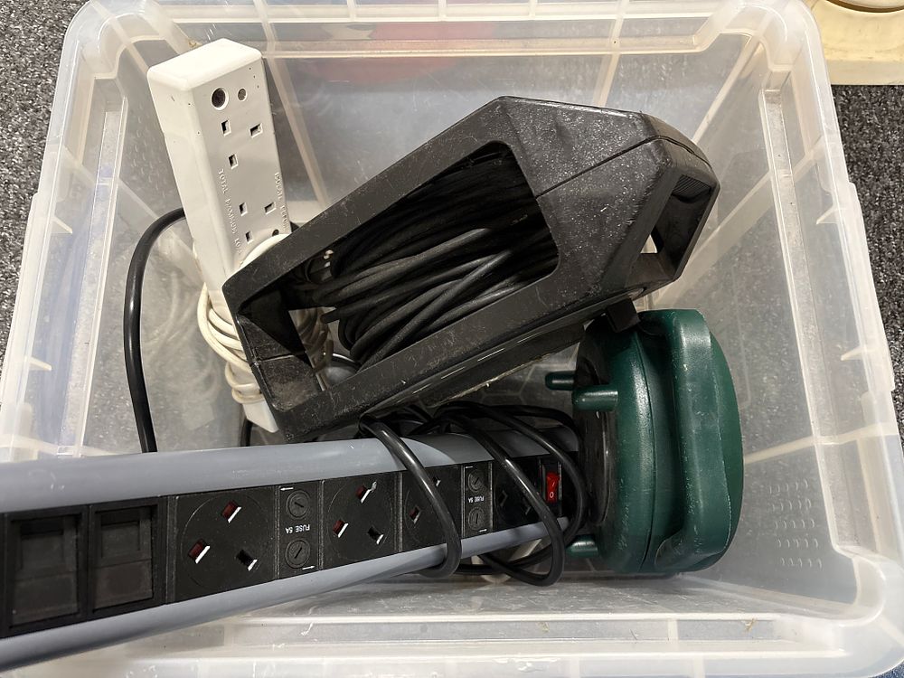 Lot 203: Two Extensions Reels and 2 4 gang extension leads