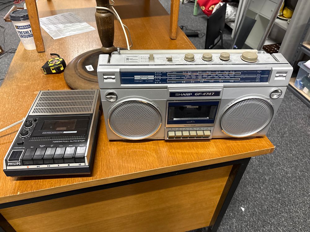 Lot 154: Old Sharp Radio Cassette Player and an Old Philips Cassette Recorder