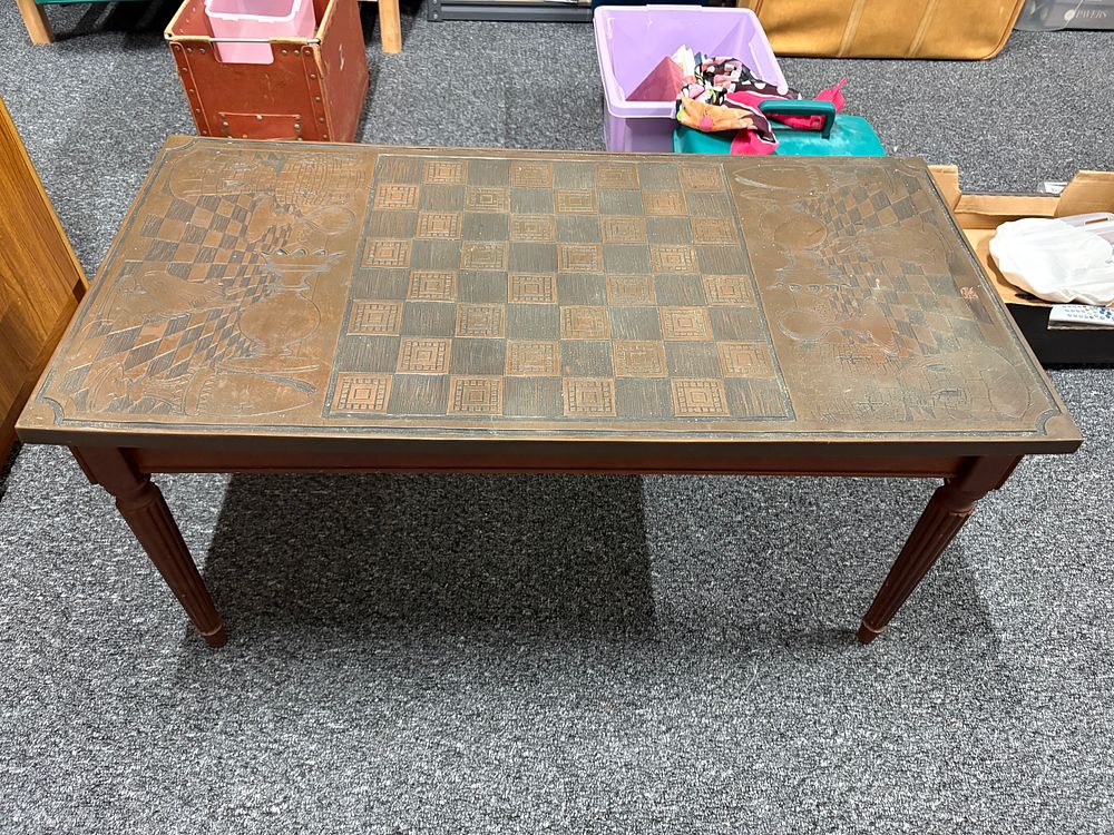 Lot 163: Heavy Chess board Coffee table