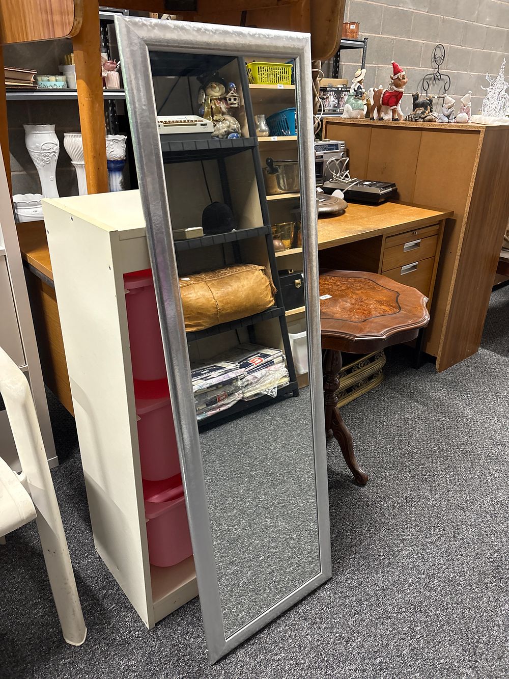 Lot 189: Long Silver Framed Mirror