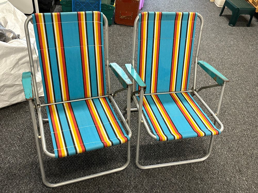 Lot 159: Two Vintage Folding Chairs