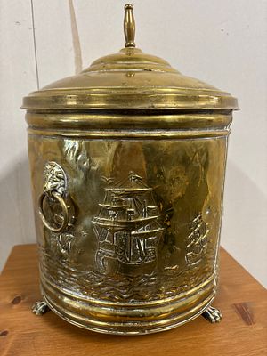 Vintage Brass Coal Bucket . With Liner