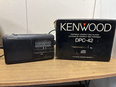 Panasonic 4 Band Radio and a Boxed Kenwood Portable CD Player. Radio works , CD Untested .
