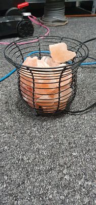 Himalayan fire pit salt lamp . Tested and working 16 cm high