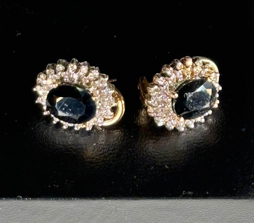 Lot 223: Sapphire and Diamond 14k Gold Earrings