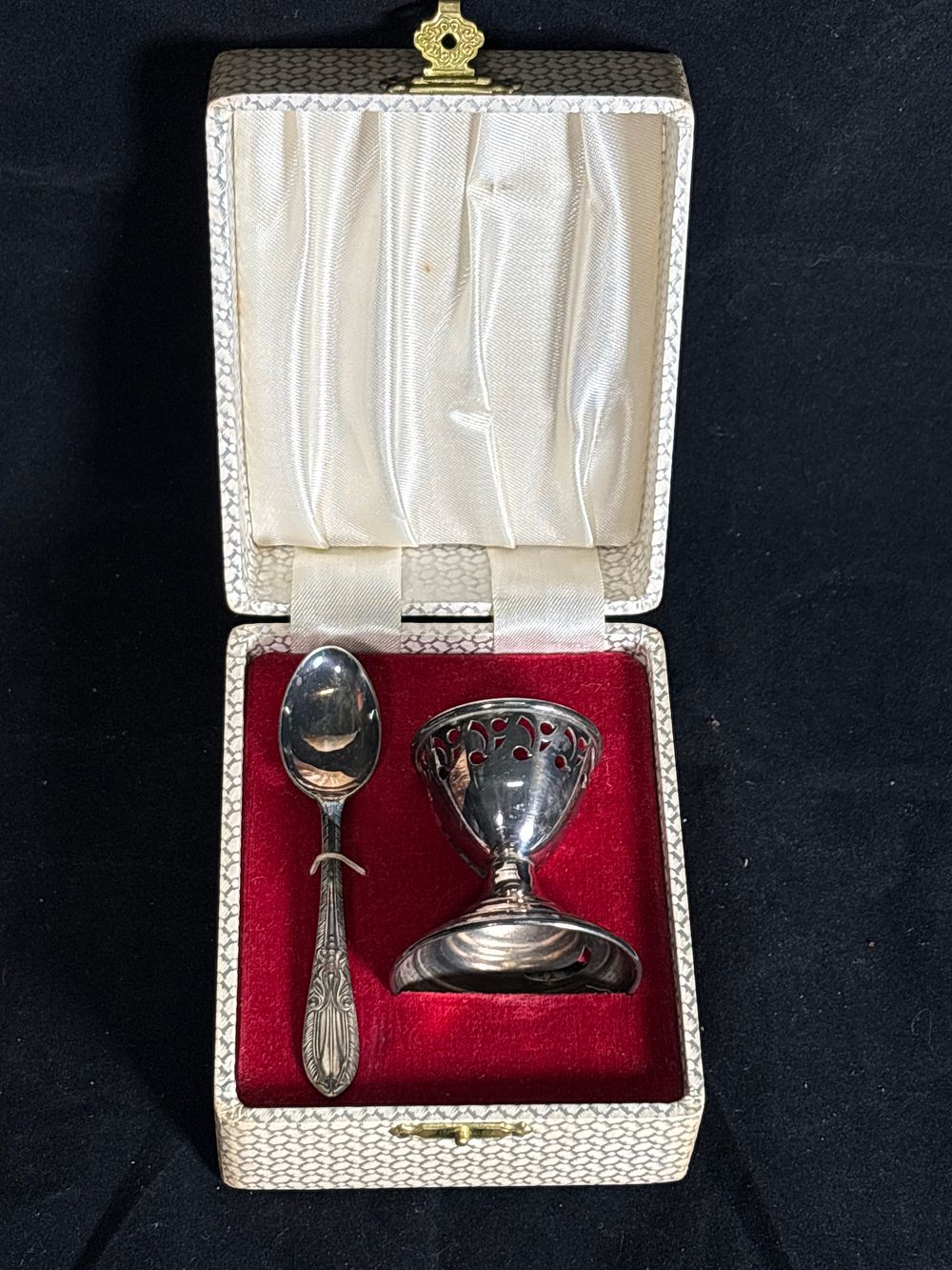 Lot 172: Vintage silver Plated Egg Cup and Spoon