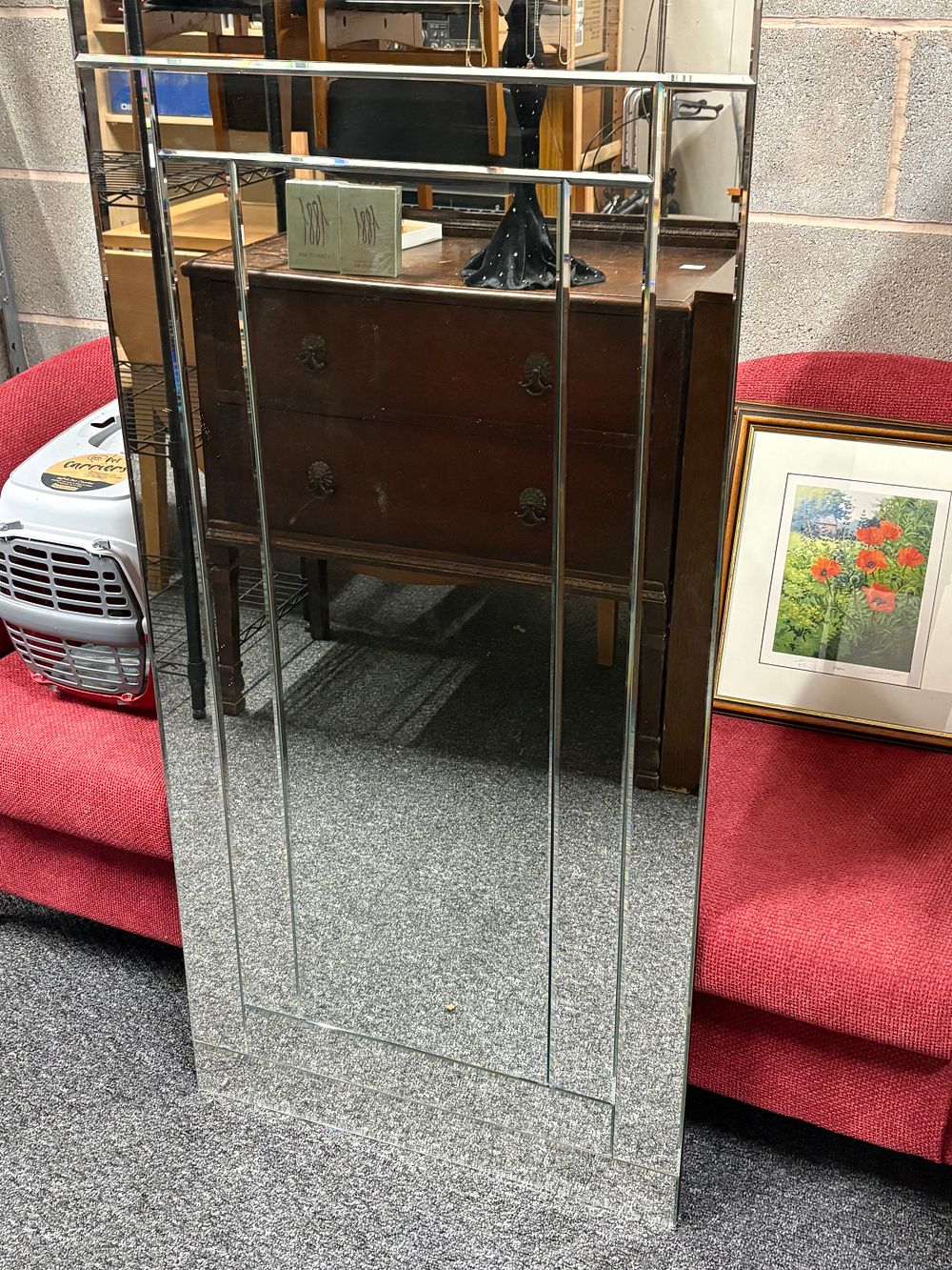 Lot 193a: Large Rectangular Franeless Mirror