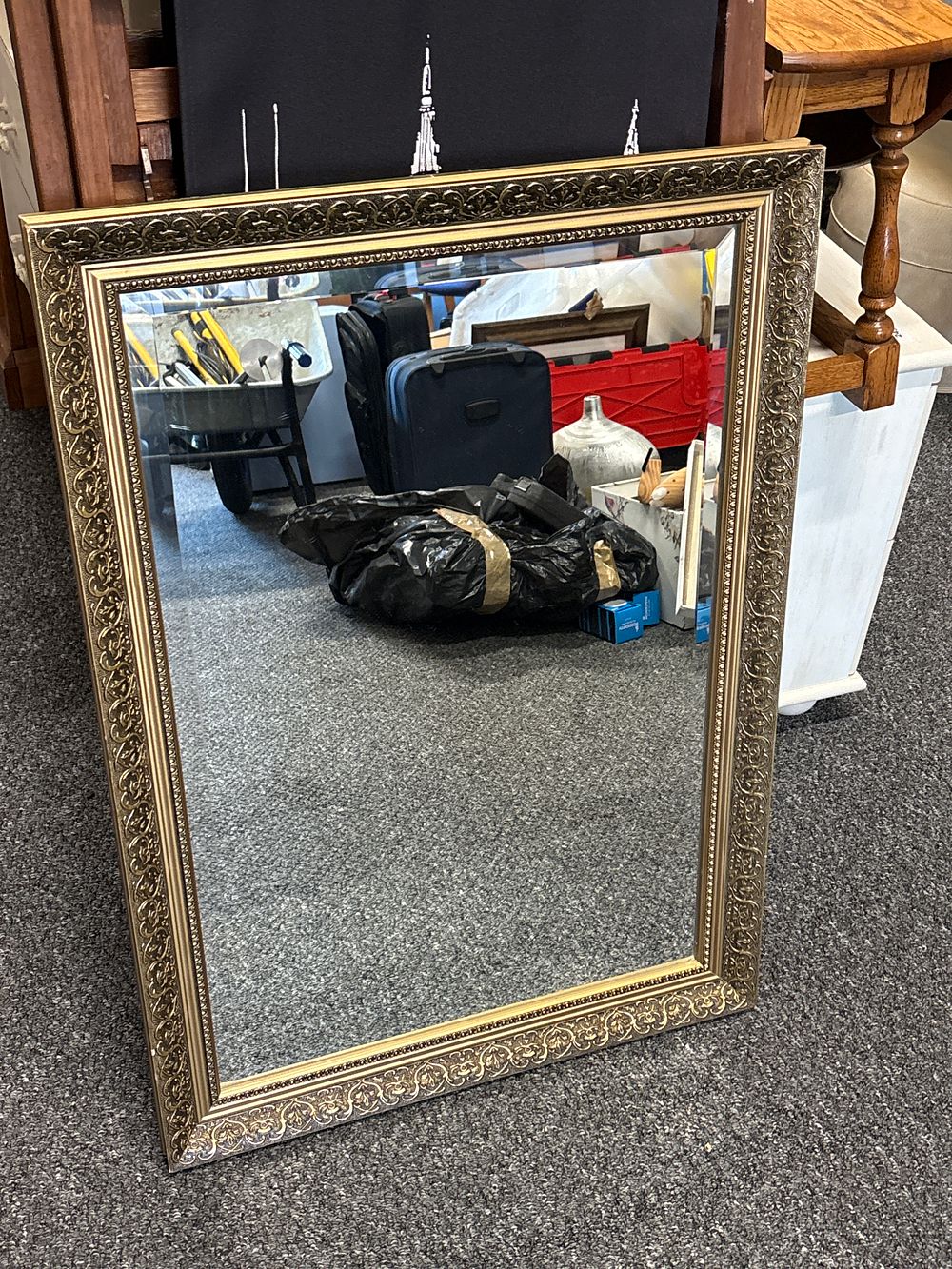 Lot 252: Gilt Framed Bevelled Mirror