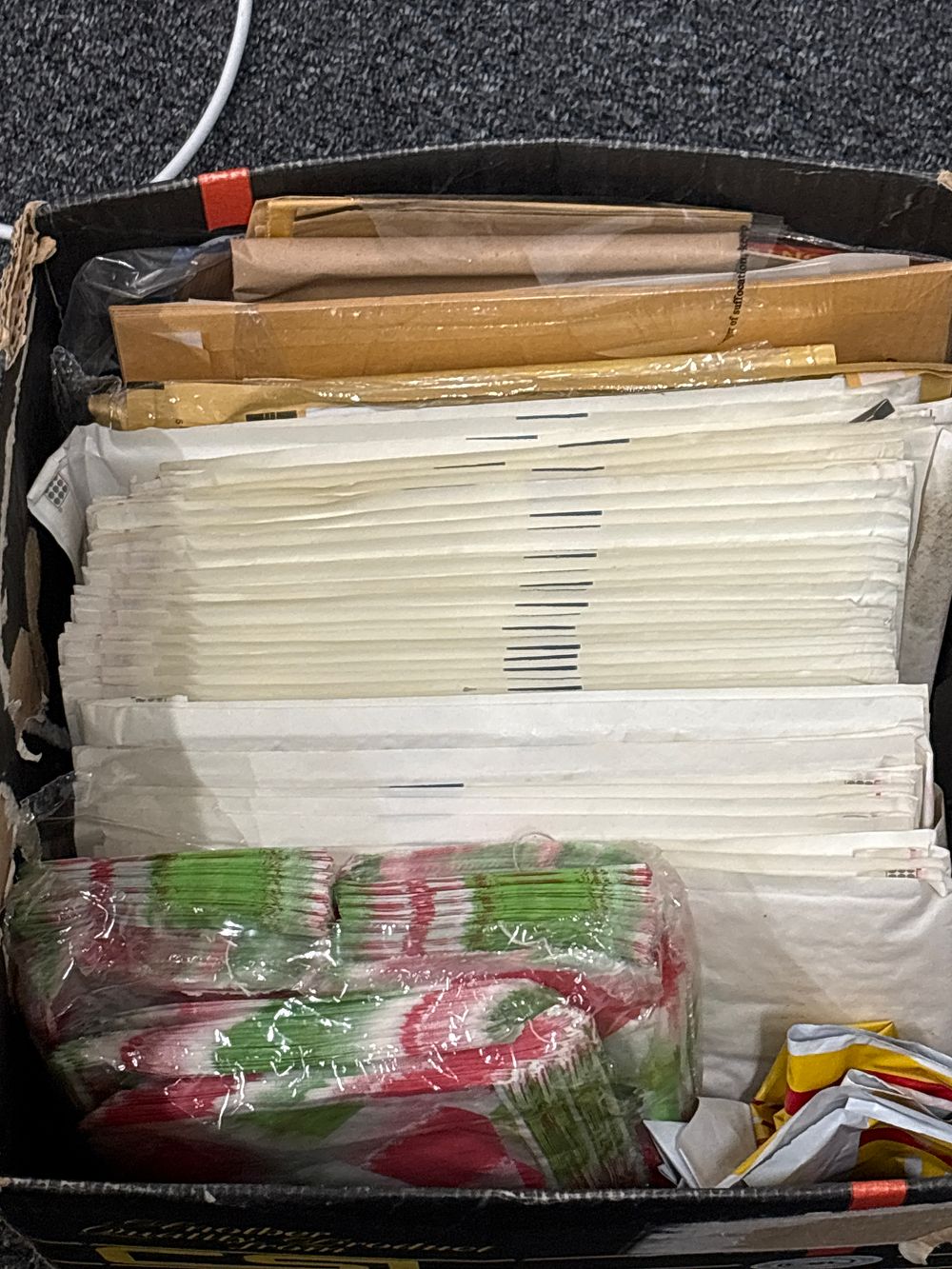 Lot 147c: Box containing Large Padded Envelopes, large Envelopes and Bags