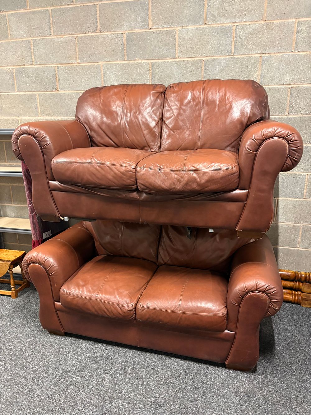 Lot 186: Two Brown 2 seater Leather Settees