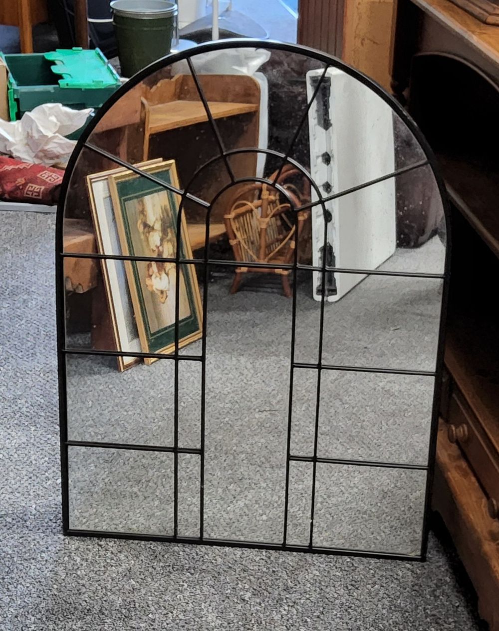 Lot 166: Arched windowpane mirror.