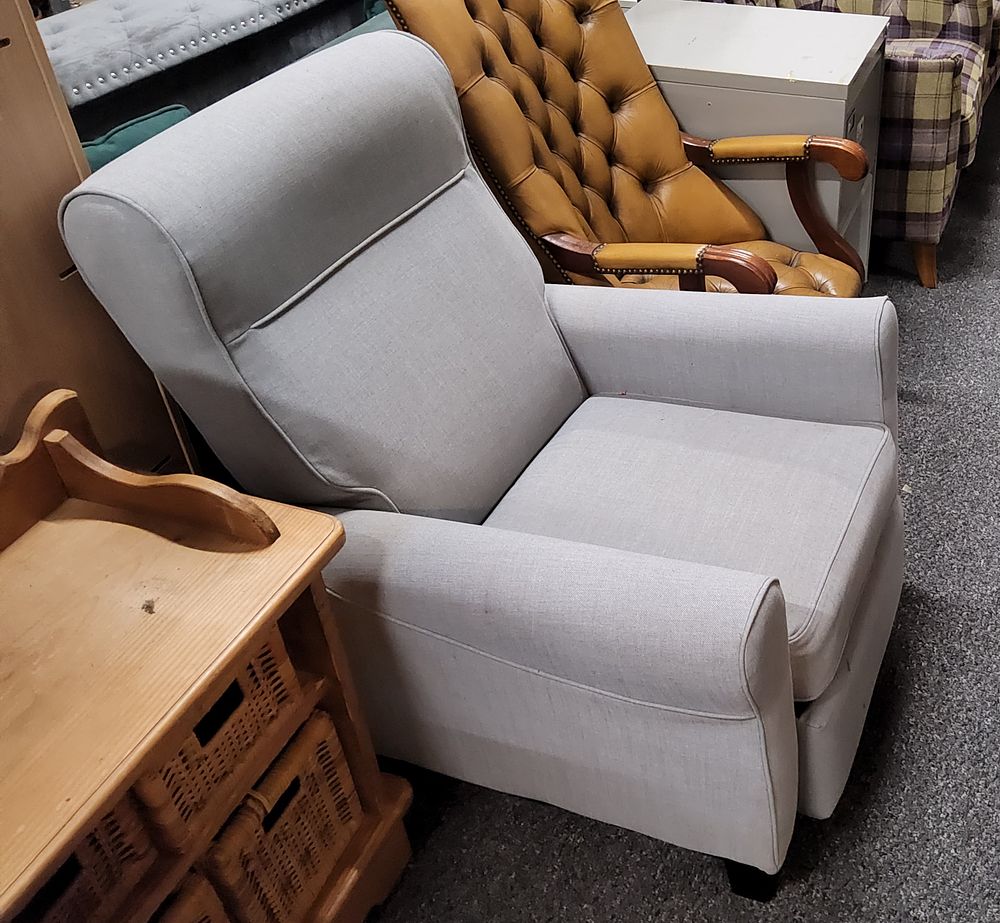 Lot 178: Grey Recliner Armchair .