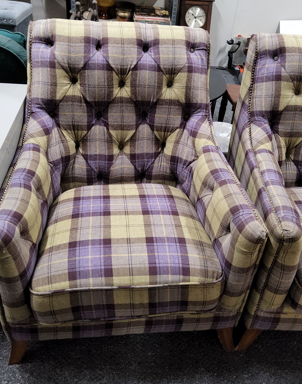 Lot 181: Tartan fabric Armchair.
