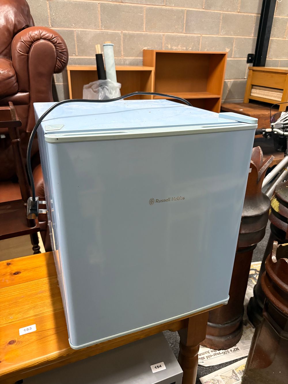 Lot 153a: Russell Hobbs Baby Blue Table top fridge