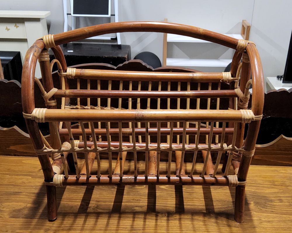 Lot 162a: Bentwood wicker magazine rack.