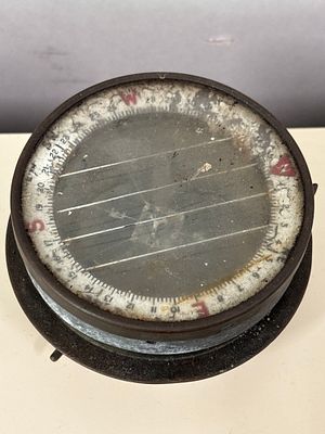 Vintage Brass Aviation Compass. As pictured. 4 inch Diameter