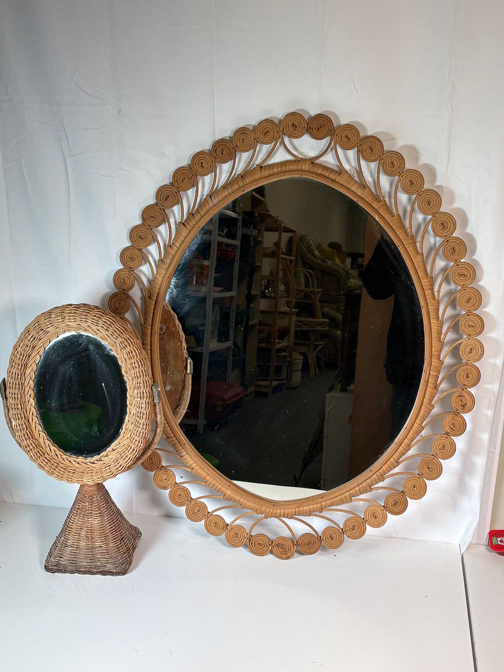 Lot 178: Two Wicker Framed Mirrors