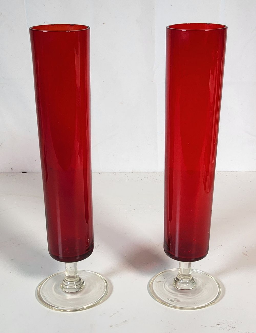 Lot 200: Pair of Ruby glass "Stem vases".