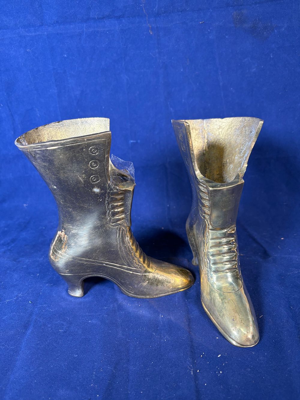 Lot 93: Pair of Brass Boots. 6” tall