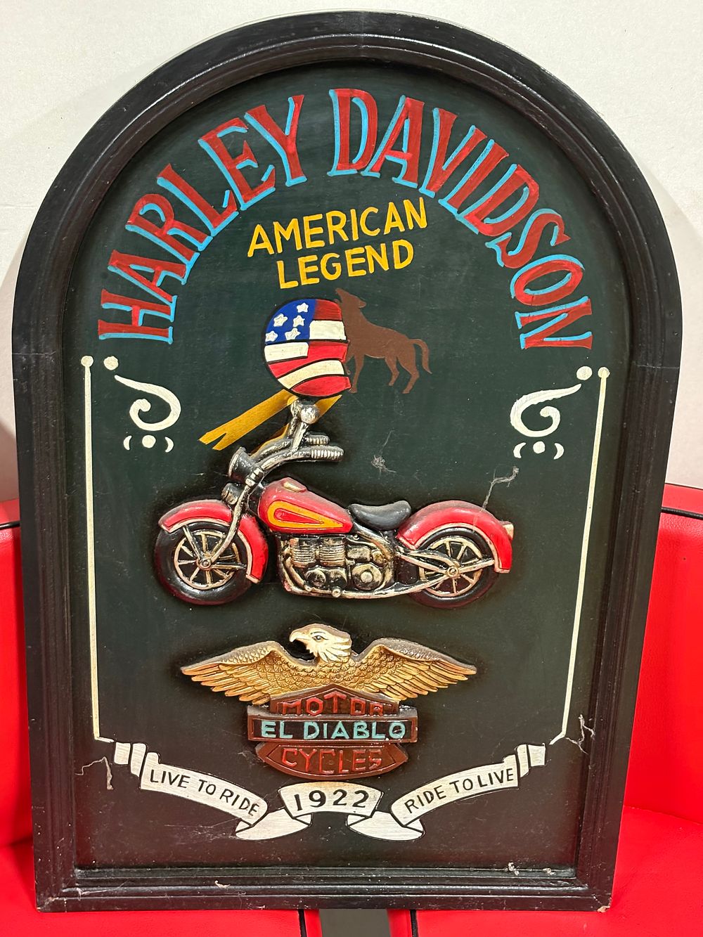 Lot 157: Heavy Wood Framed 3D Harley Davidson Picture