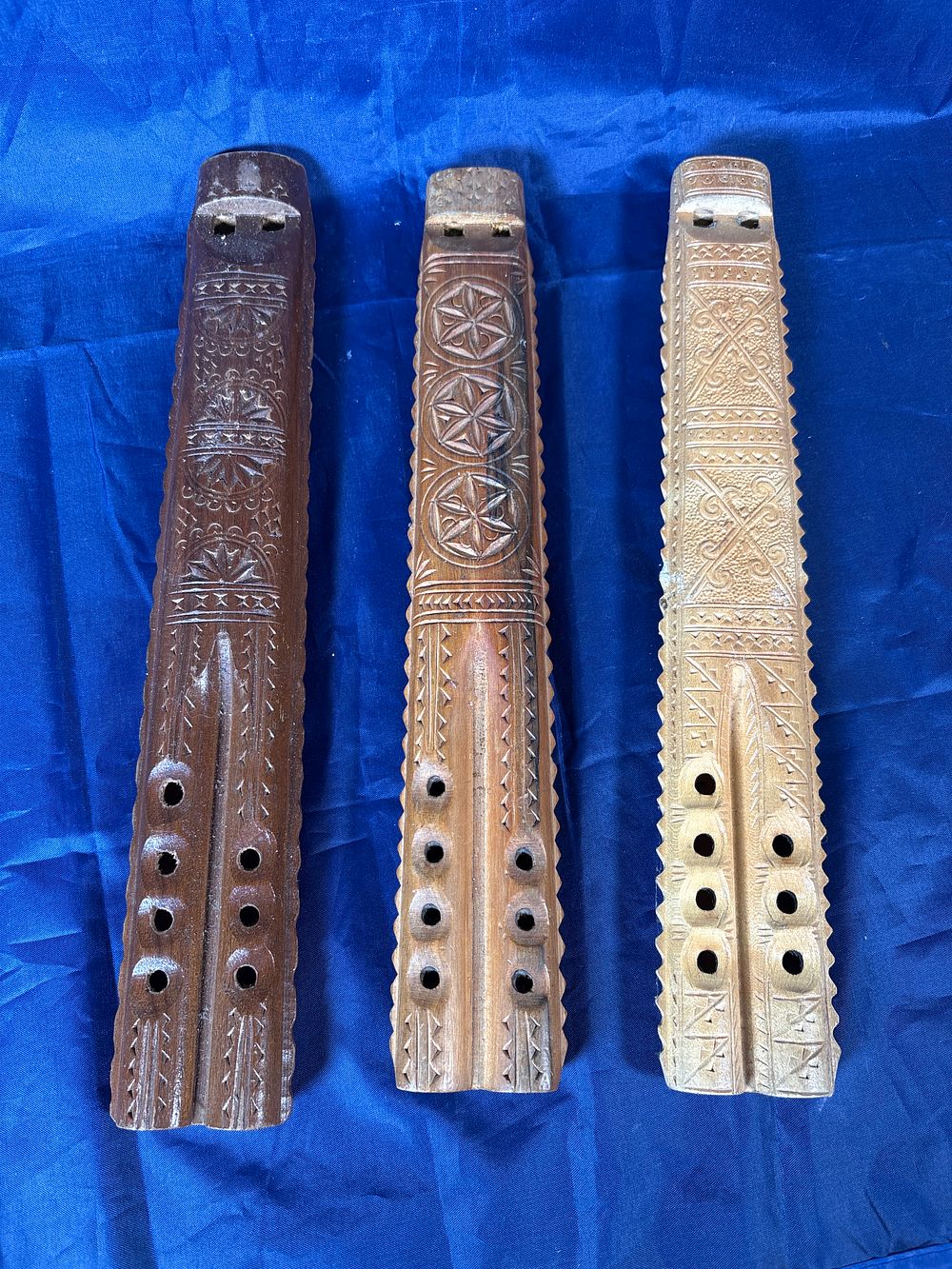 Lot 161: Three Dvojnice, traditional Balkan double flutes