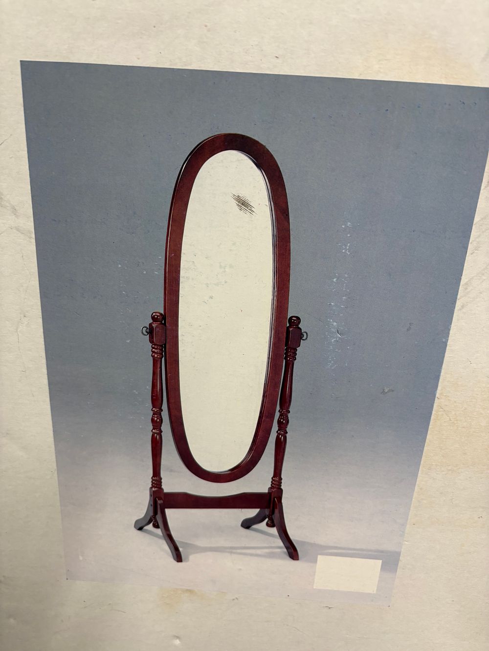 Lot 155: Boxed Mahogany Coloured Free Standing Mirror full length