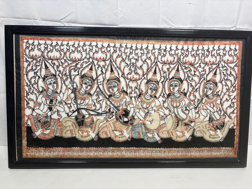 Lot 182: Framed Asian Fabric Picture