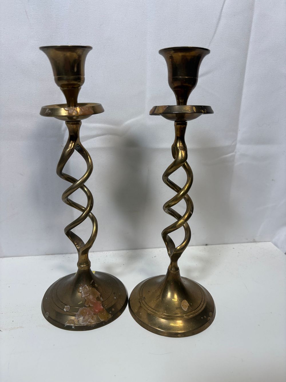 Lot 189: Pair of Brass Candle Sticks