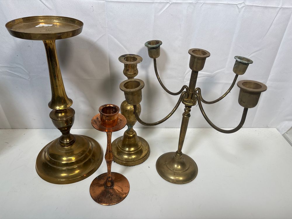 Lot 192: Selection of Brass Candle Holders