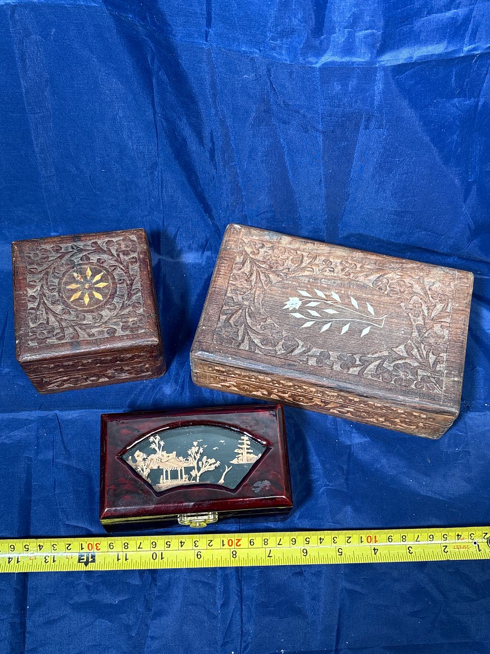 Lot 288: Three Decorative Wooden Trinket Boxes
