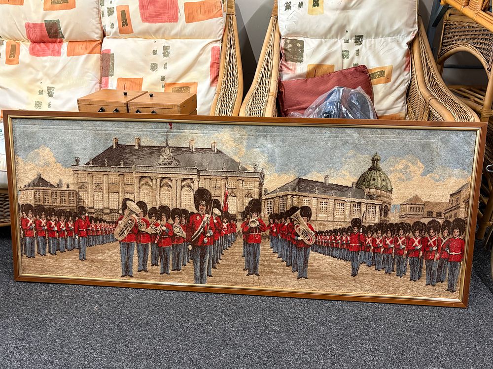 Lot 307: Very Large Woven Carpet Franed Military parade Scene