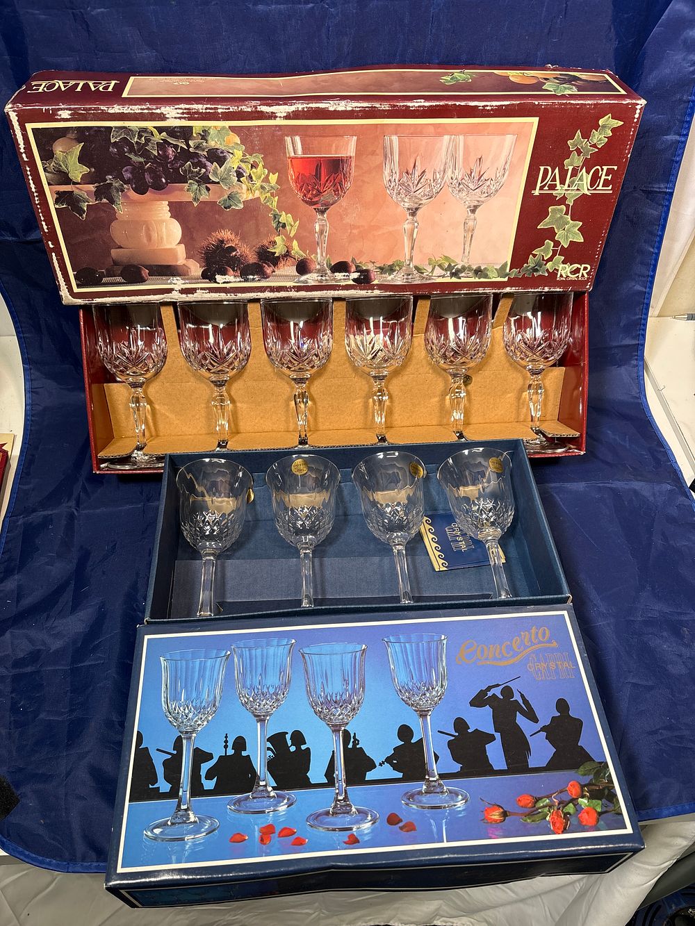 Lot 309: Three Sets of Crystal Wine Glasses