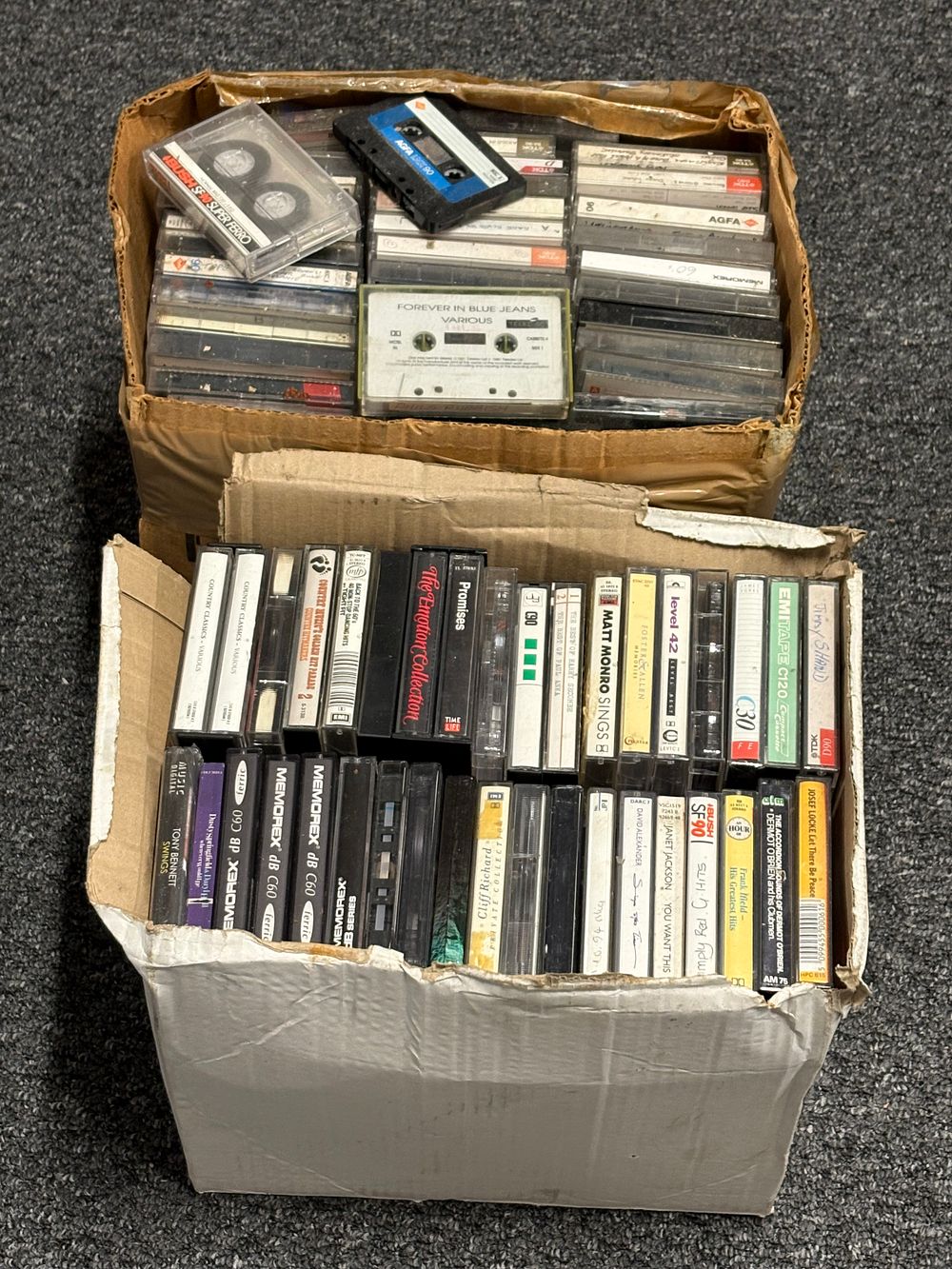 Lot 316: Two Boxes of old cassette tapes