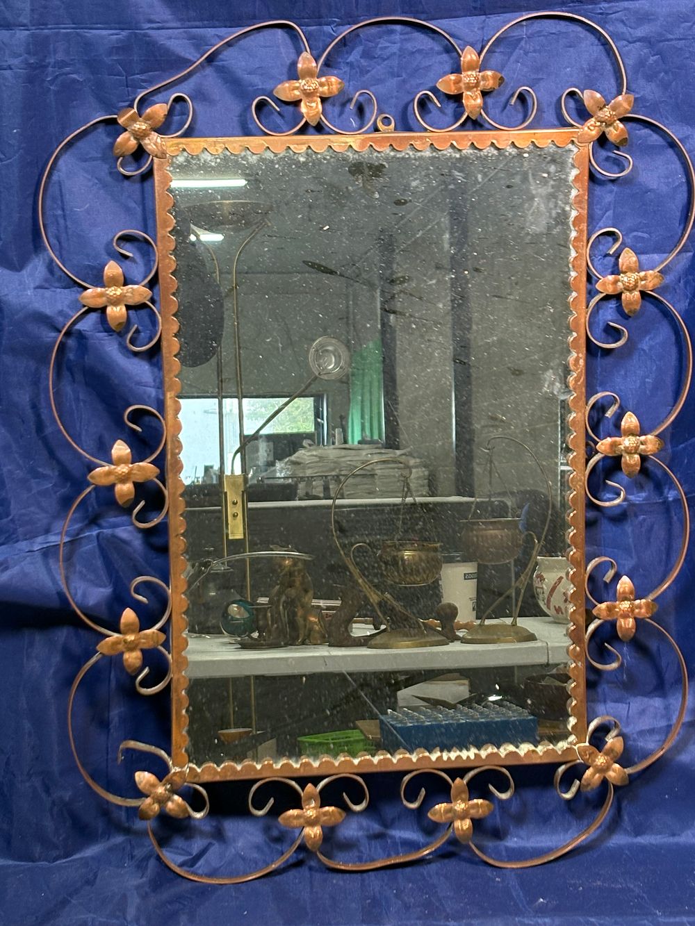 Lot 324: Vintage Copper Framed Mirror
