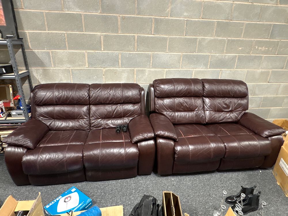 Lot 330: 2 x 2 Seater Leather Settees