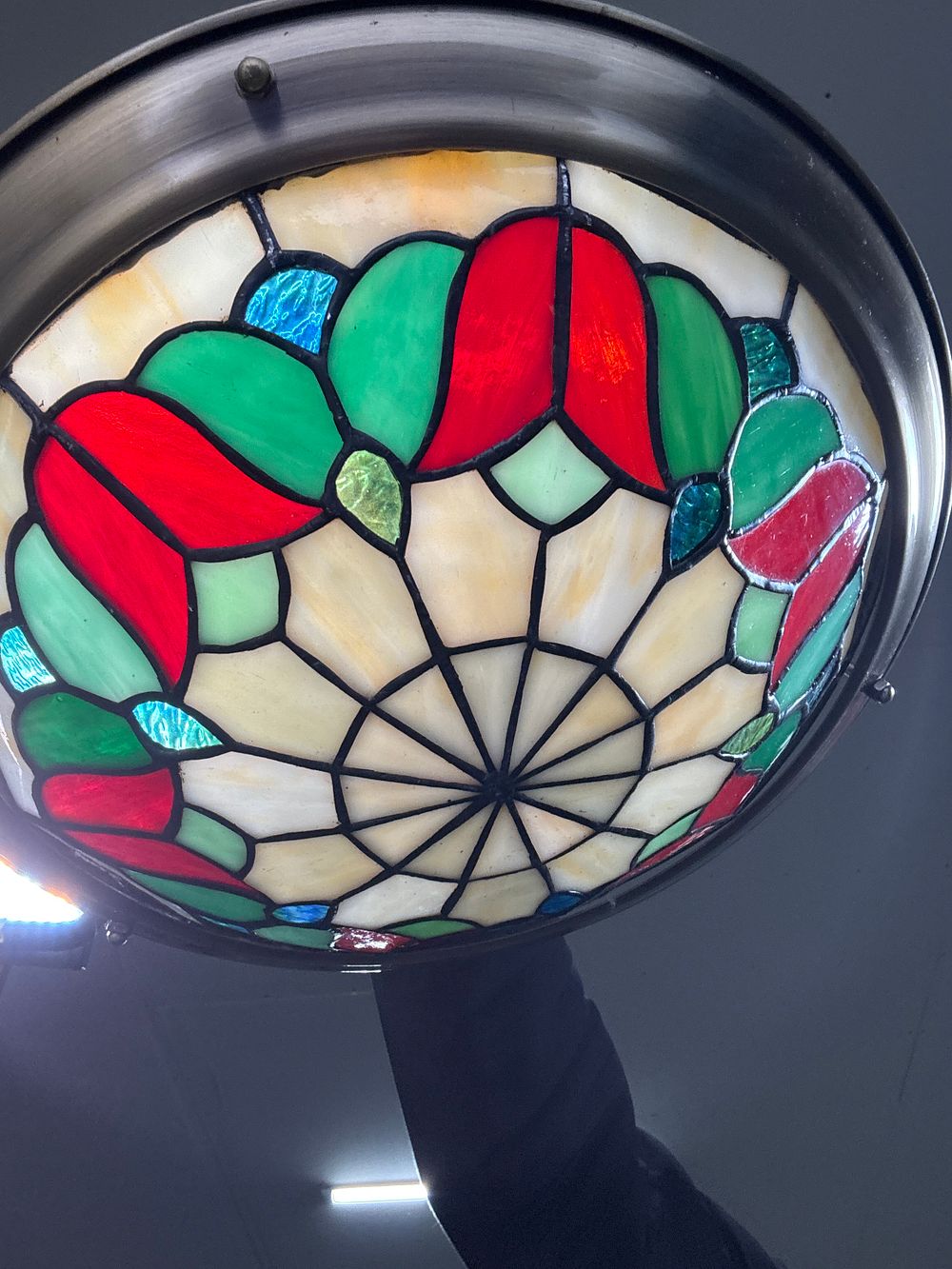 Lot 388: Leaded Glass Flycatcher Lampshade