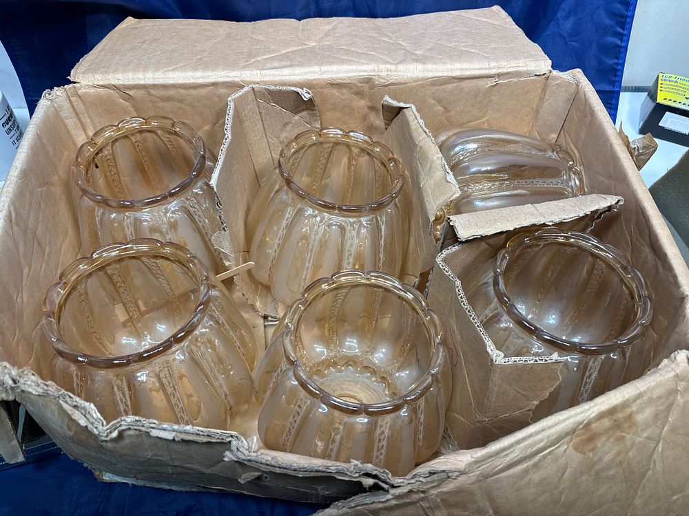 Lot 394: Set of 6 Vintage Glass Light Shades