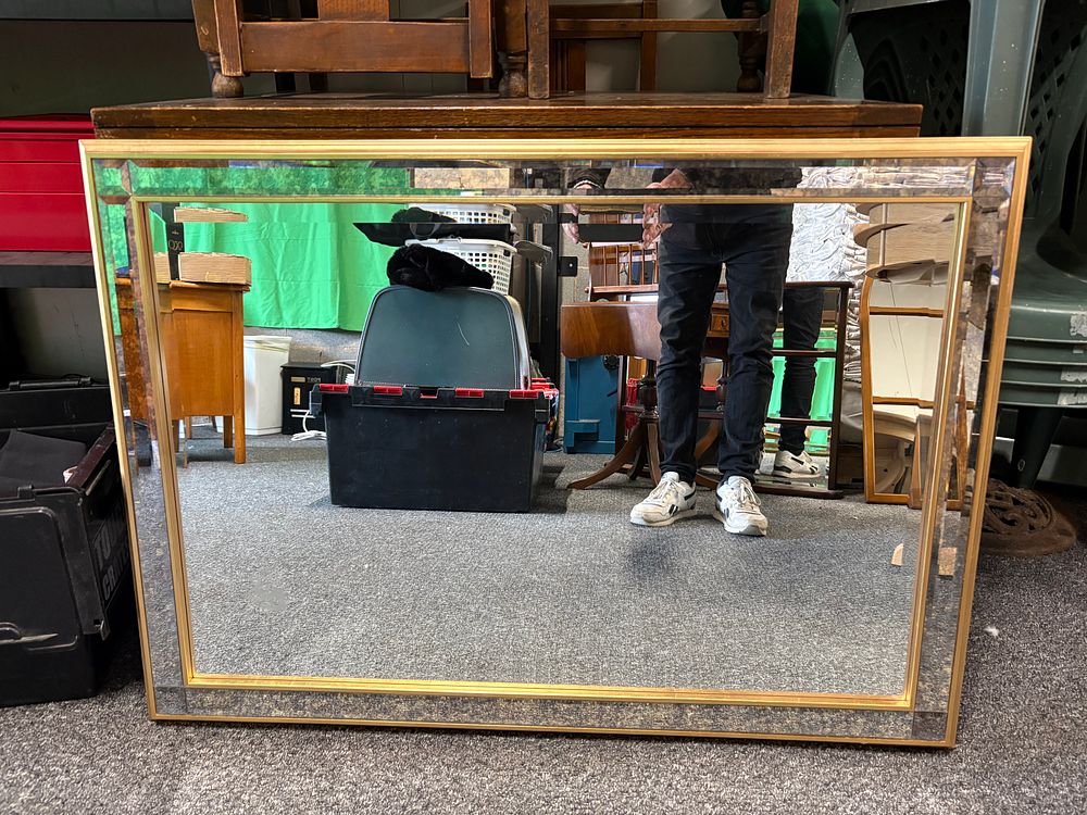 Lot 36a: Large Bevelled Gilt Framed Mirror