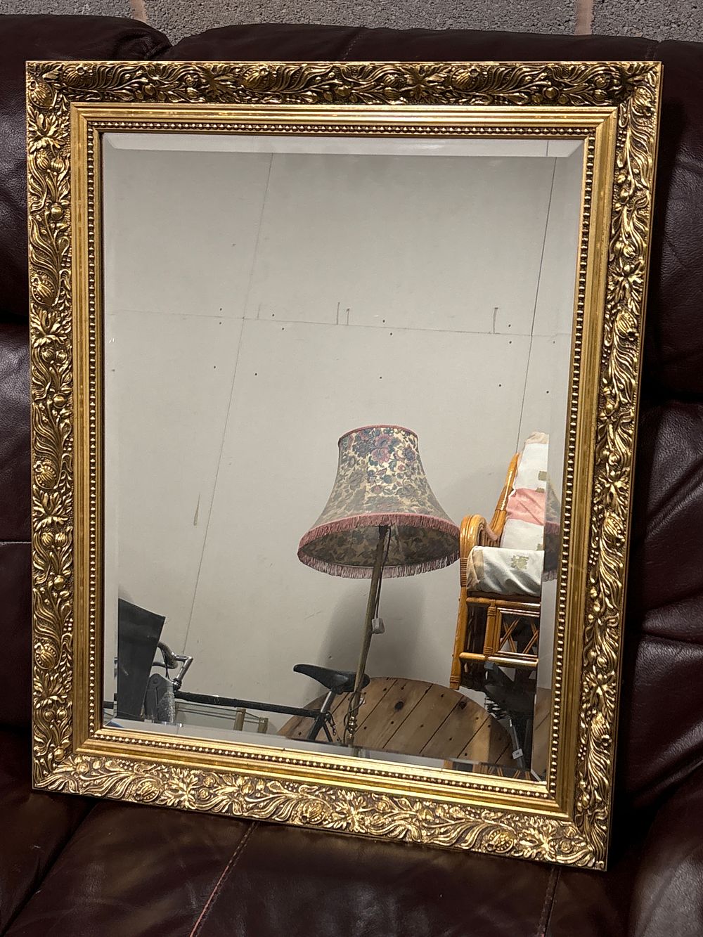 Lot 423: Heavy decorative Gilt Franed Mirror