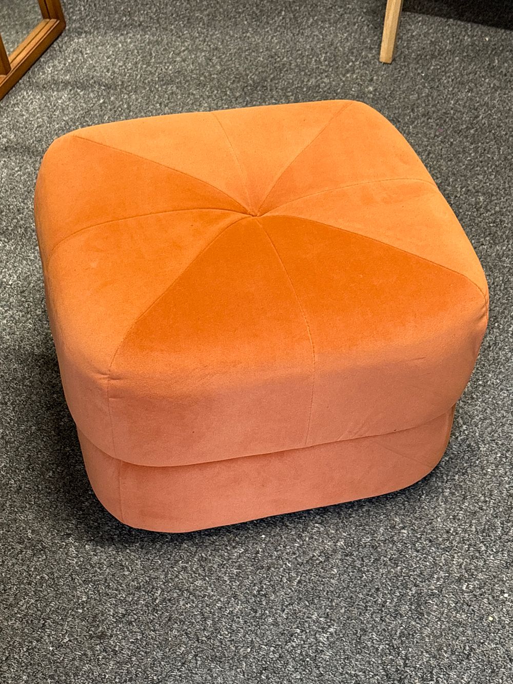 Lot 359a: Plush Orange Pouffe Foot Stool