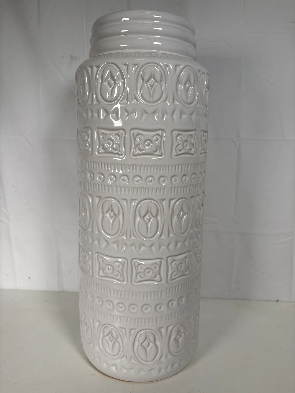 MCM Tall White West German Vase. 16” Tall . See pictures