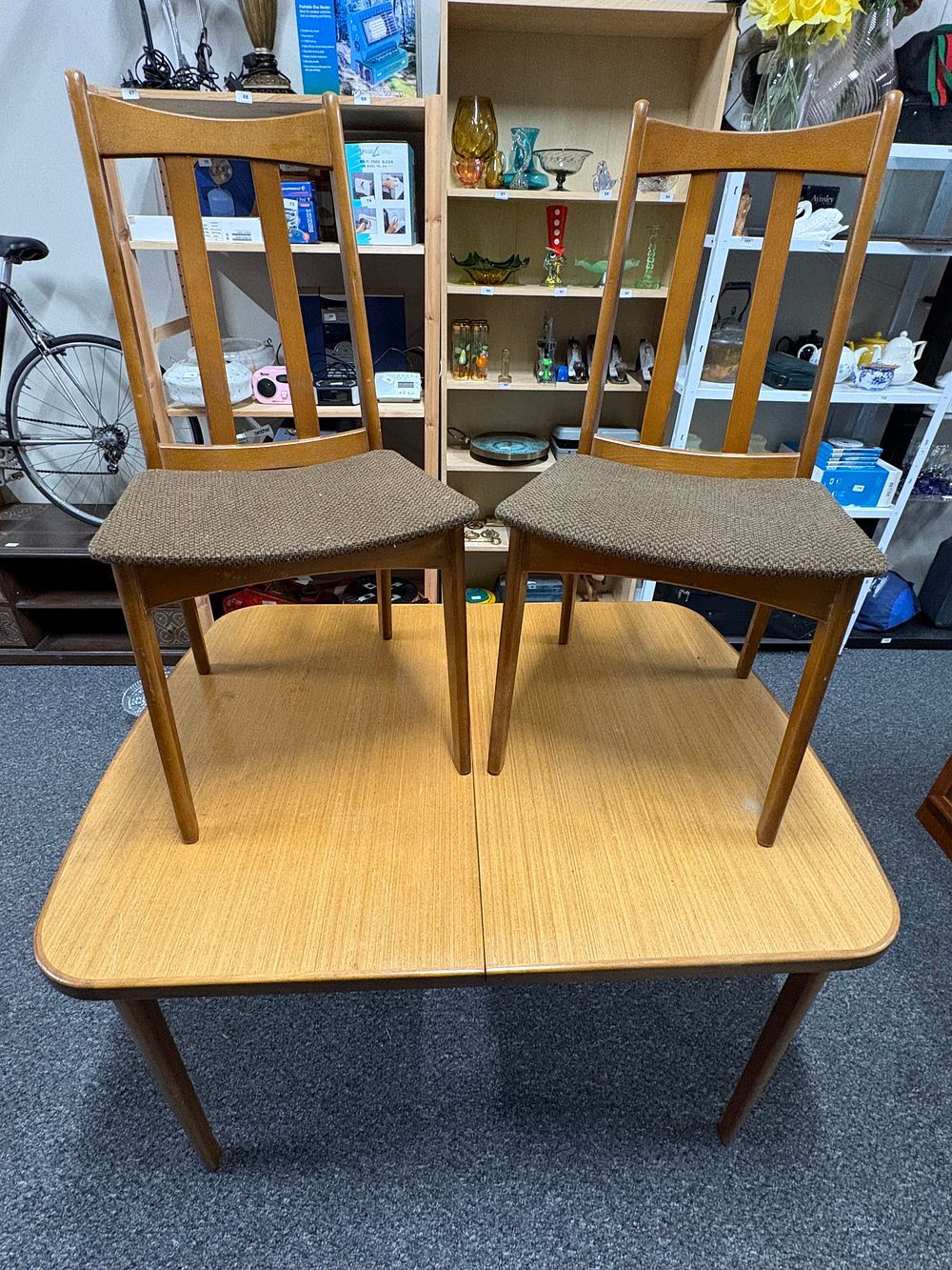 Lot 155: Vintage Remploy Dining Table and Two Reploy Dining Chairs