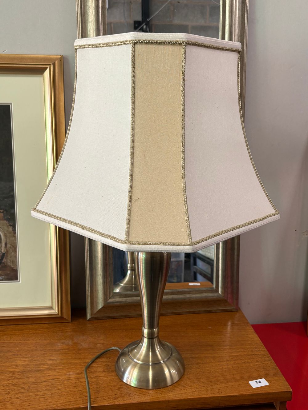 Lot 185: Large Brushed Brass Effect Table Lamp