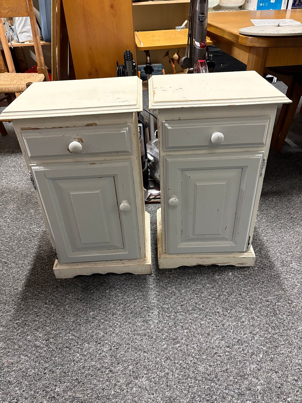 Lot 130a: Two vintage painted Pine Bedside Cabinets