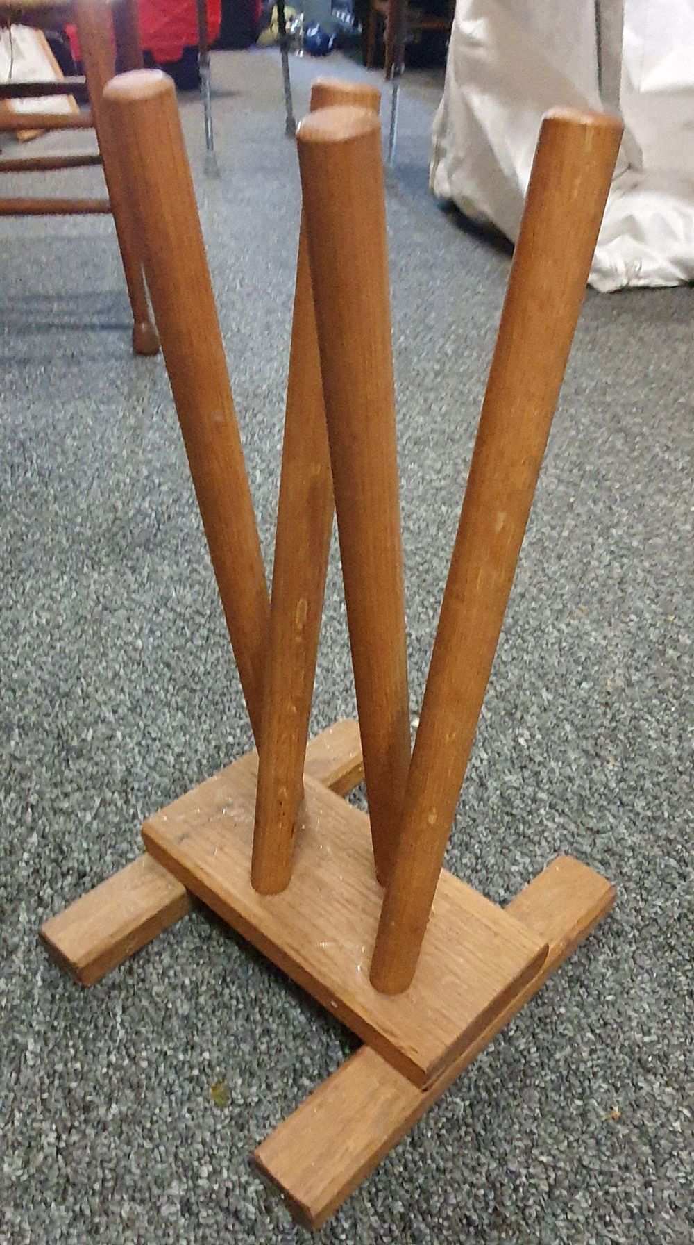 Lot 252: Wooden welly rack / stand