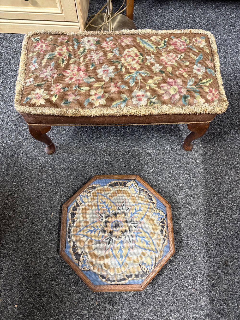 Lot 276: Embroidered Foot Slools